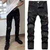 2024 Trendy Personalized Men's Black Embroidered Rivet Jeans - Stylish Elastic Cotton