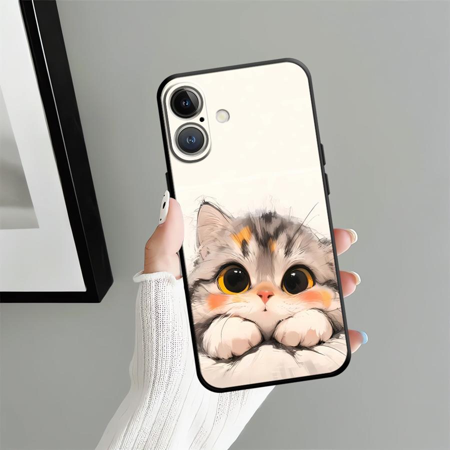 Мультяшный Кот Funda Чехол для Телефона для Apple iPhone 17 Pro Max 16 12 13 14 15 Pro 7 8 Air XR XS MAX 11