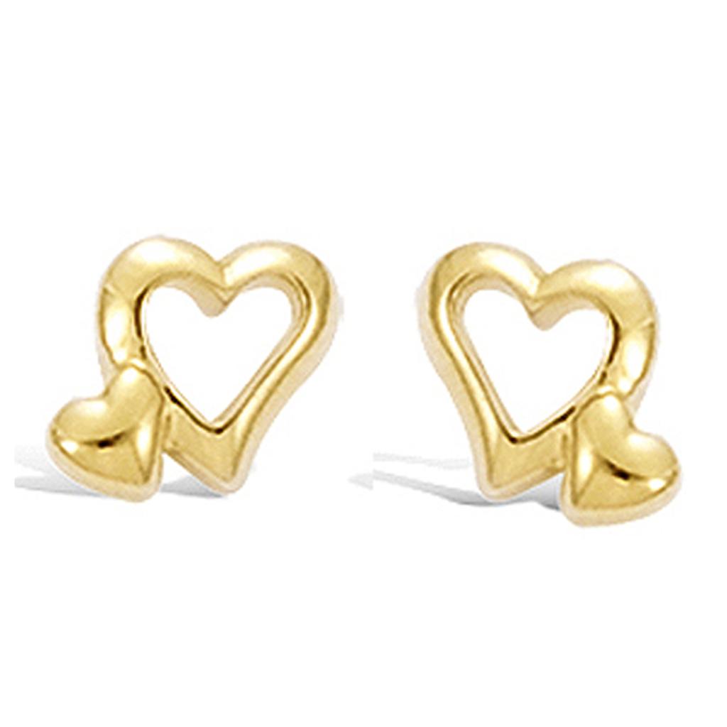 Les Trésors De Lily [H2605] - Gold Plated 'Love' Earrings - 5x7 Mm
