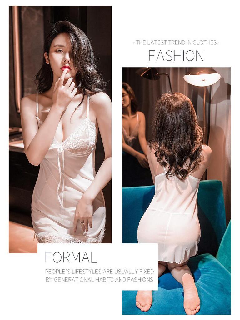 Комплект кружевного нижнего белья большого размера из 3 предметов: Сексуальная летняя ночная сорочка-майка из прозрачного ледяного шелка.