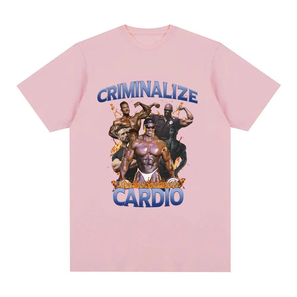 Криминализируй Кардио Мем Паттерн Футболка Тренажерный Зал Фитнес Ретро Футболка с Коротким Рукавом Женская Мода Хип-Хоп Большая Футболка