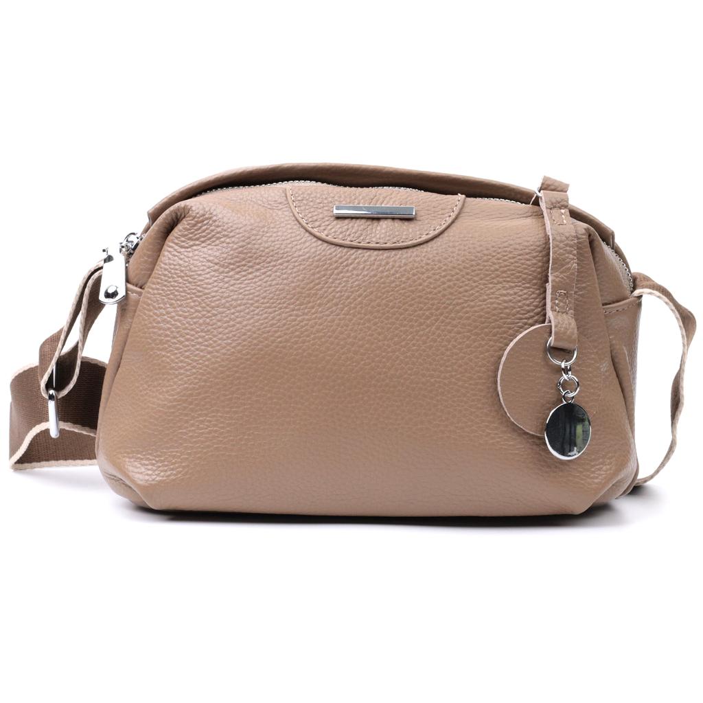 Everyday Bag with Two Compartments Made of Genuine Leather Vintage 22594 Beige