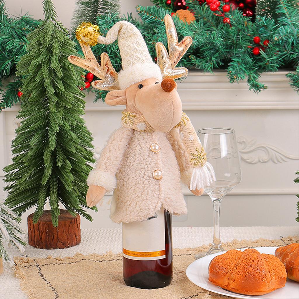Кукольный чехол на винную бутылку Милый декоративный мешок для бутылки красного вина Украшения для создания атмосферы за рождественским столом