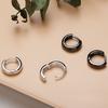 Серьги-кольца S925 Посеребренные Черно-Белые для Мужчин Женщин Пары Простые Круглые Серьги