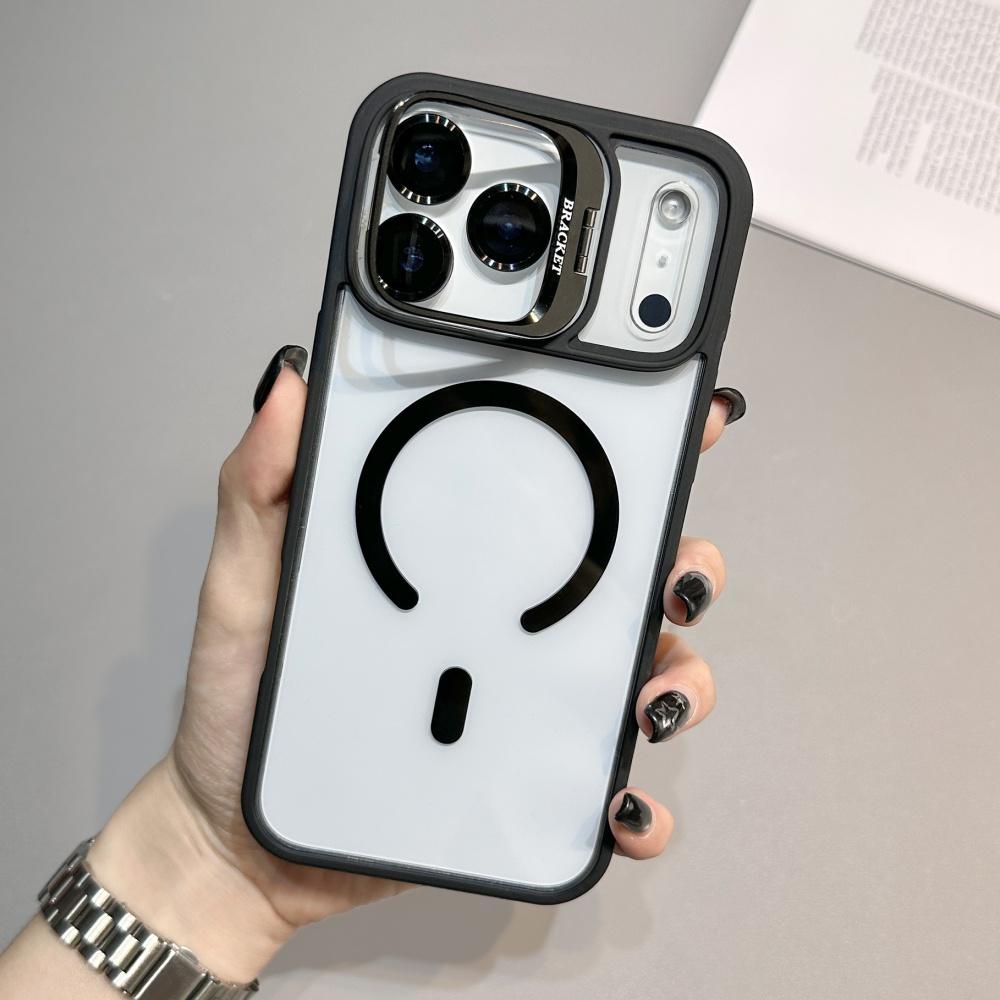 Ring Lens Stand Holder For Magsafe Case For iPhone 16 Pro Max 17 Air 15 14 Plus 13 12 11 Clear Magnetic Change Back Cover
