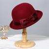 French retro wool curling gift hat ladies elegant bow woolen bucket hat autumn and winter thermos hat