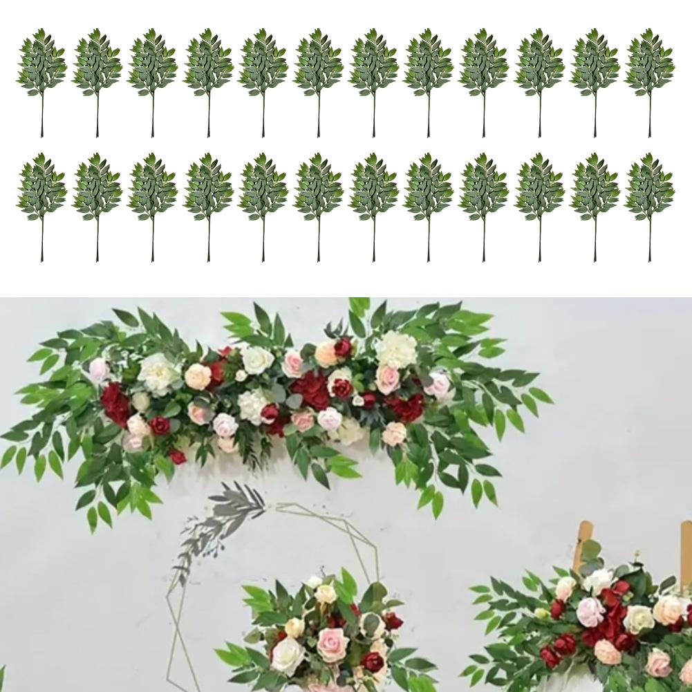 Искусственные зеленые ветки растений 24 шт. 62 см для свадебной вечеринки, для украшения обеденного стола, комнаты и цветочных композиций