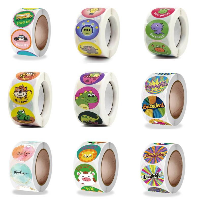 Около 500 шт. милые мультяшные животные наклейки для детей, поощряющие уплотнительные этикетки, школьные принадлежности для учителей, детские наклейки-награды, этикетки