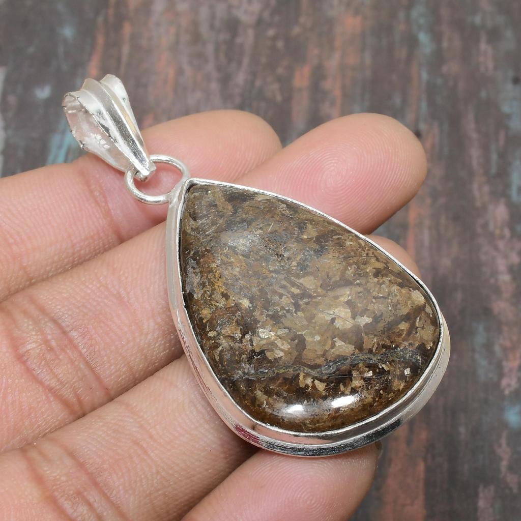 Bronzite Jasper Gemstone Handmade Solid 925 Sterling Silver Jewelry Pendant For Thanksgiving