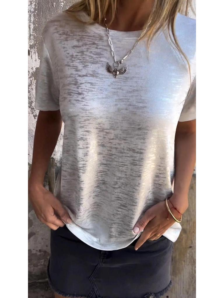 Женская летняя трансграничная европейская и американская футболка с круглым вырезом, коротким рукавом и горячим тиснением 2024