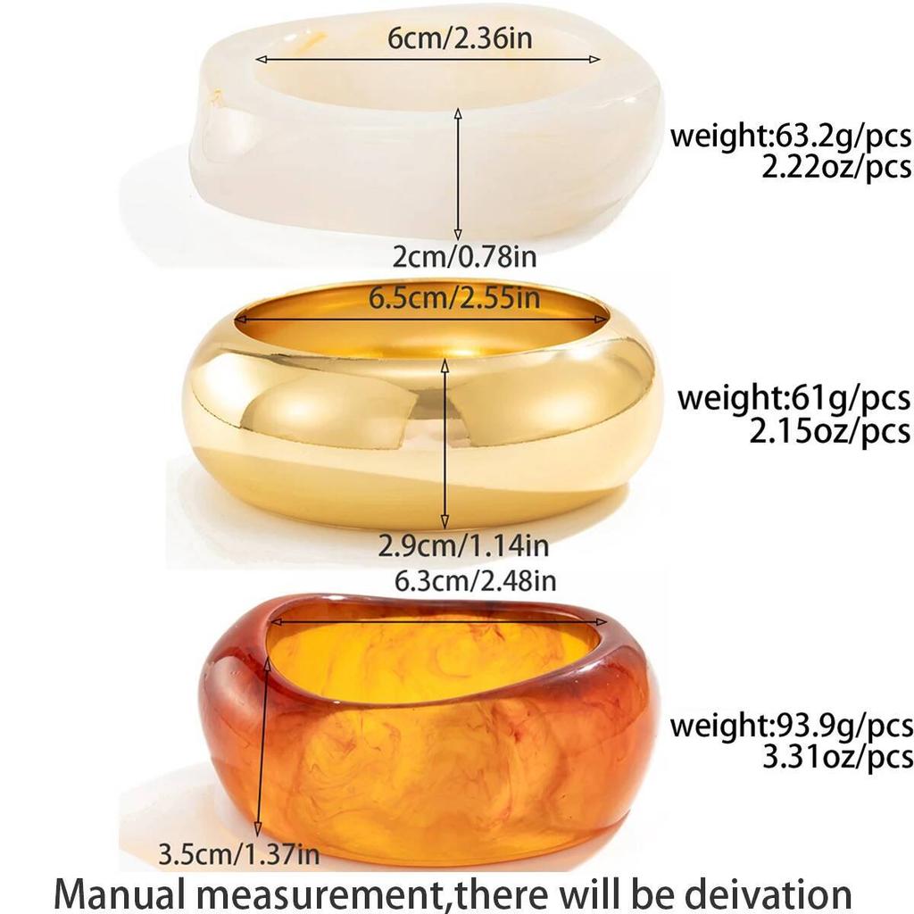 IngeSight.Z Vintage Irregular Acrylic Resin Smudging Bangles Women Kpop Geometric Chunky Wide Bracelets Couple Jewelry Pulseras