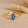 Blue Sapphire Teardrop Gold Plated Ring for Women – Elegant Gemstone Jewelry