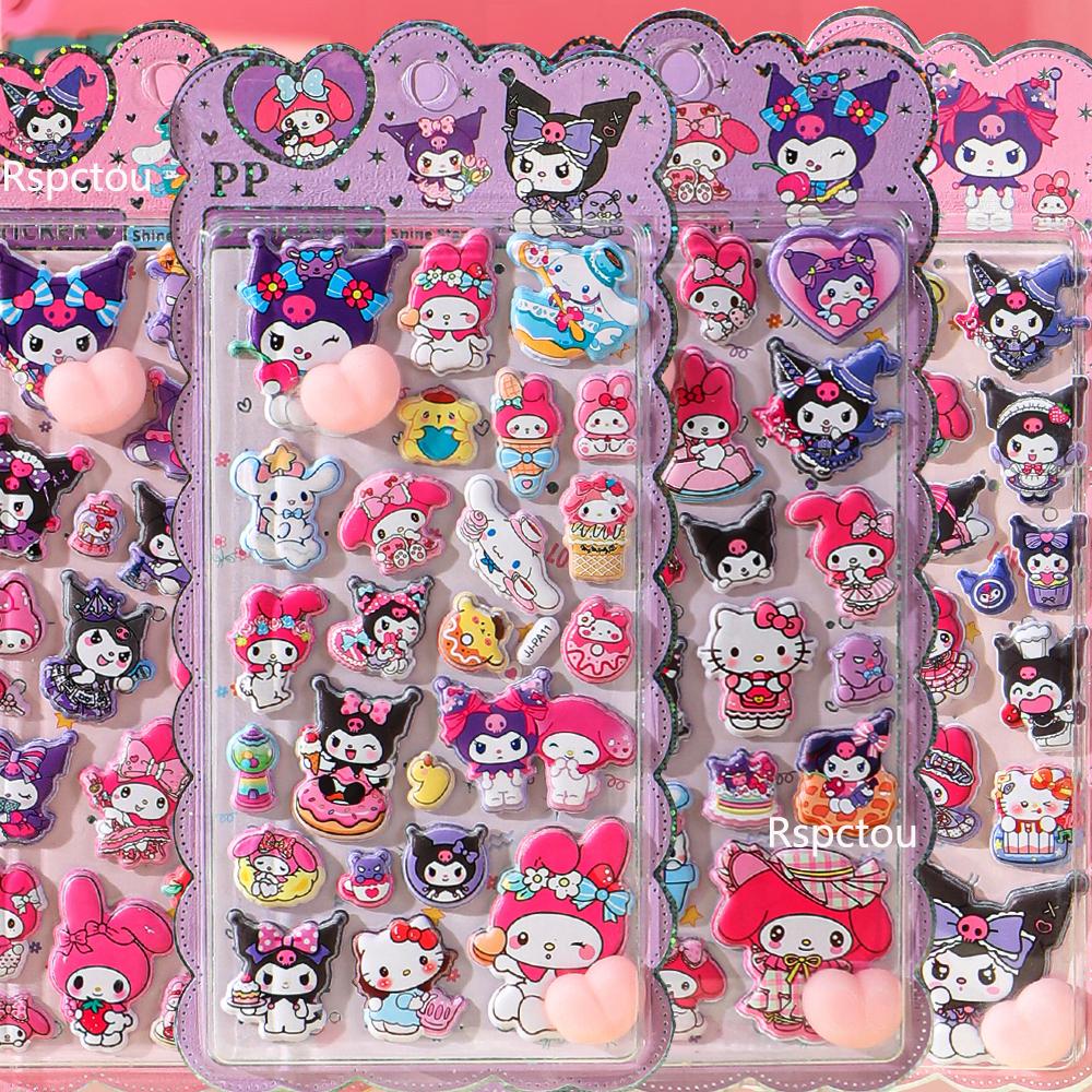 Кавайные 3D Наклейки на Попу Киннаморолль, Моя Мелоди, Куроми Sanrio 3D Рельефные Наклейки Игрушки Милые Снимающие Стресс Мягкие Сжимающиеся Наклейки Подарок