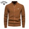 Callaway Вышитый осенне-зимний новый тренд однотонный кардиган мужской свитер деловой высококачественный свитер вязаный свитер