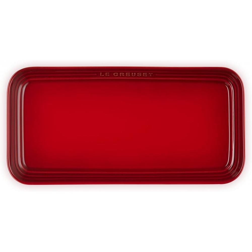 Прямоугольная тарелка Le Creuset 25 см Вишнево-красная, безопасна для микроволновой печи и посудомоечной машины