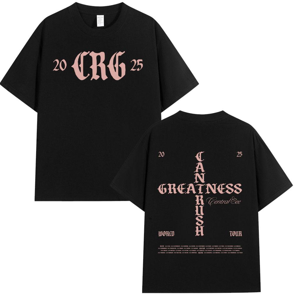 Футболка Central Cee CAN'T RUSH GREATNESS World Tour 2025 для мужчин и женщин, модная хип-хоп футболка, летняя, 100% хлопок, свободный крой.