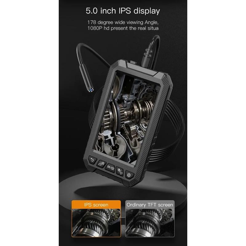 5,0-дюймовый IPS-экран, промышленная эндоскопическая камера, 8 мм HD1080P, камера для проверки канализационных труб автомобиля, бороскоп, 8 светодиодов, водонепроницаемая