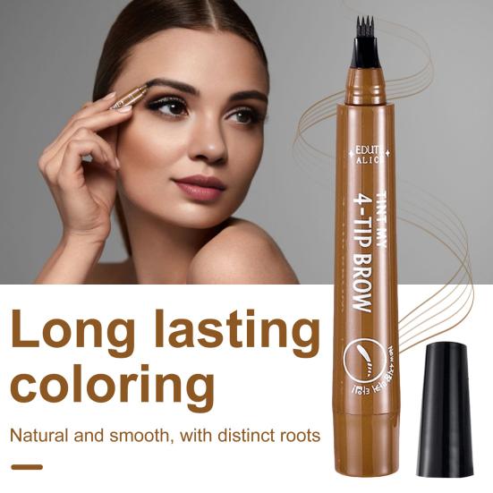 Карандаш для бровей 2,5 г, 4 микро-вилки, аппликатор, водонепроницаемый, натуральный, долговечный, устойчивый к размазыванию, жидкая ручка для микроблейдинга для бровей, контурная ручка для женщин и девочек