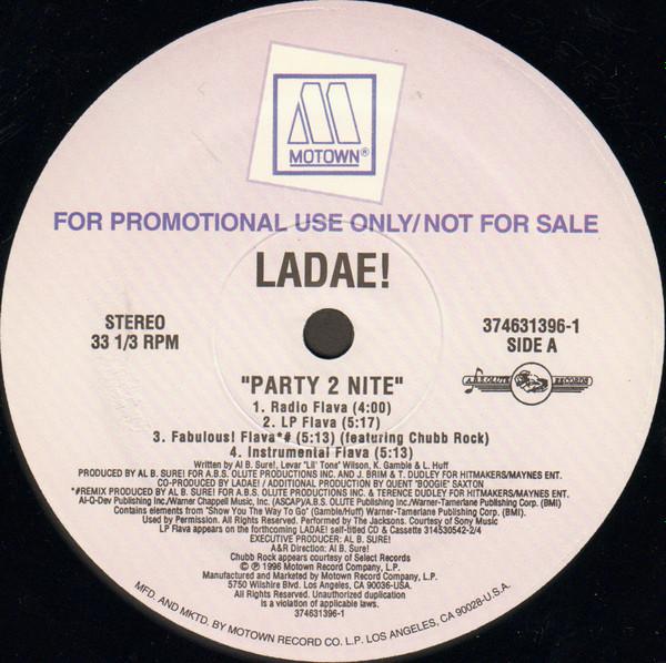 12-дюймовая пластинка LADAE Party 2 Nite 3746313961 MOTOWN 199 US Rap HipHopRB Б/у