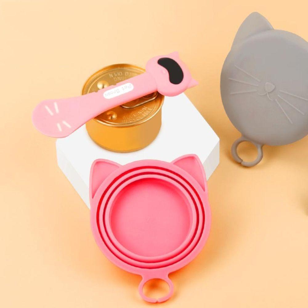 Крышка консервной банки в форме кошки, силиконовая открывалка для консервных банок для домашних животных, консервная банка для милых собак, крышка для влажной еды для кошек и собак