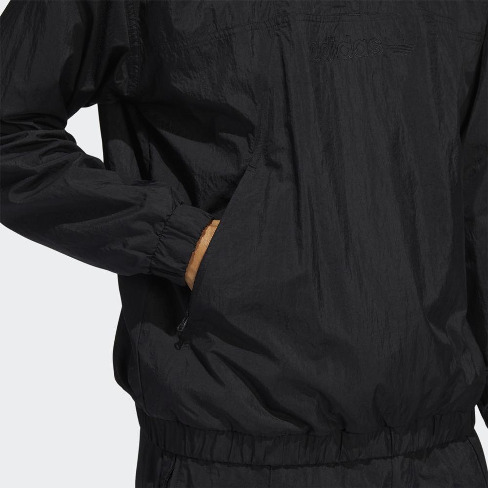 adidas Оригинальная однотонная ветровка с капюшоном и трилистником на молнии, мужская верхняя одежда, черная HA1278