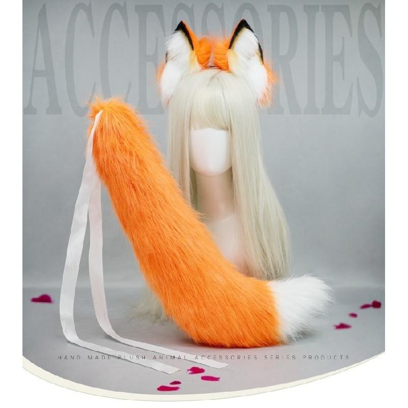 Головной убор с ушками животных на Хэллоуин, головной убор с хвостом зверя, аниме аксессуары, реквизит для косплея, маскарадные повязки с лисьими ушками для женщин, лисьий хвост