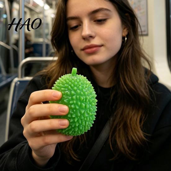 Durian Squeeze Toy Realistic Toy, Stress Relief Fake Shaped Ball Soft Stretchy Simulated Fruit Sensory for Adults Kids Portable Focus