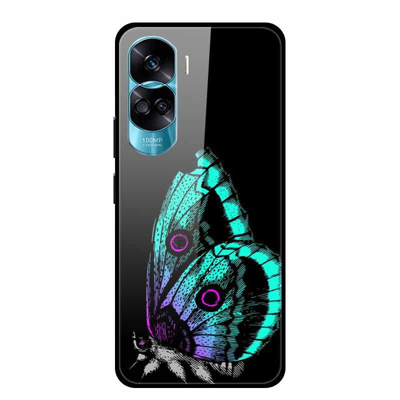 Чехол для Honor 90 Lite 5G 90Pro Закаленное Стекло Жесткая Задняя Крышка для Huawei Honor 90 Pro Мягкий Бампер Honor90 90Lite Fundas Роскошный