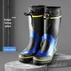 Qianrui Large Steel-Spiked Fishing Boots: Outdoor, Non-Slip, High Top Rubber Footwear for Rocky and Reef Fishing.