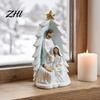 Holy Family Figurine for Home Decor Nativity Statue, Christmas Tree Resin Ornament, Hand-Painted Religious Ornament Tabletop Altar & Fireplace Display