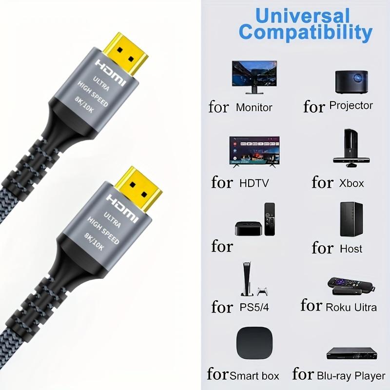 Кабель HDMI 8K 2.1, 48 Гбит/с, HDMI 2.1, высокоскоростной плетеный шнур HDMI-4K, 120 Гц, 8K, 60 Гц, DTS:X, HDCP 2.2 и 2.3, совместимость с HDR 10