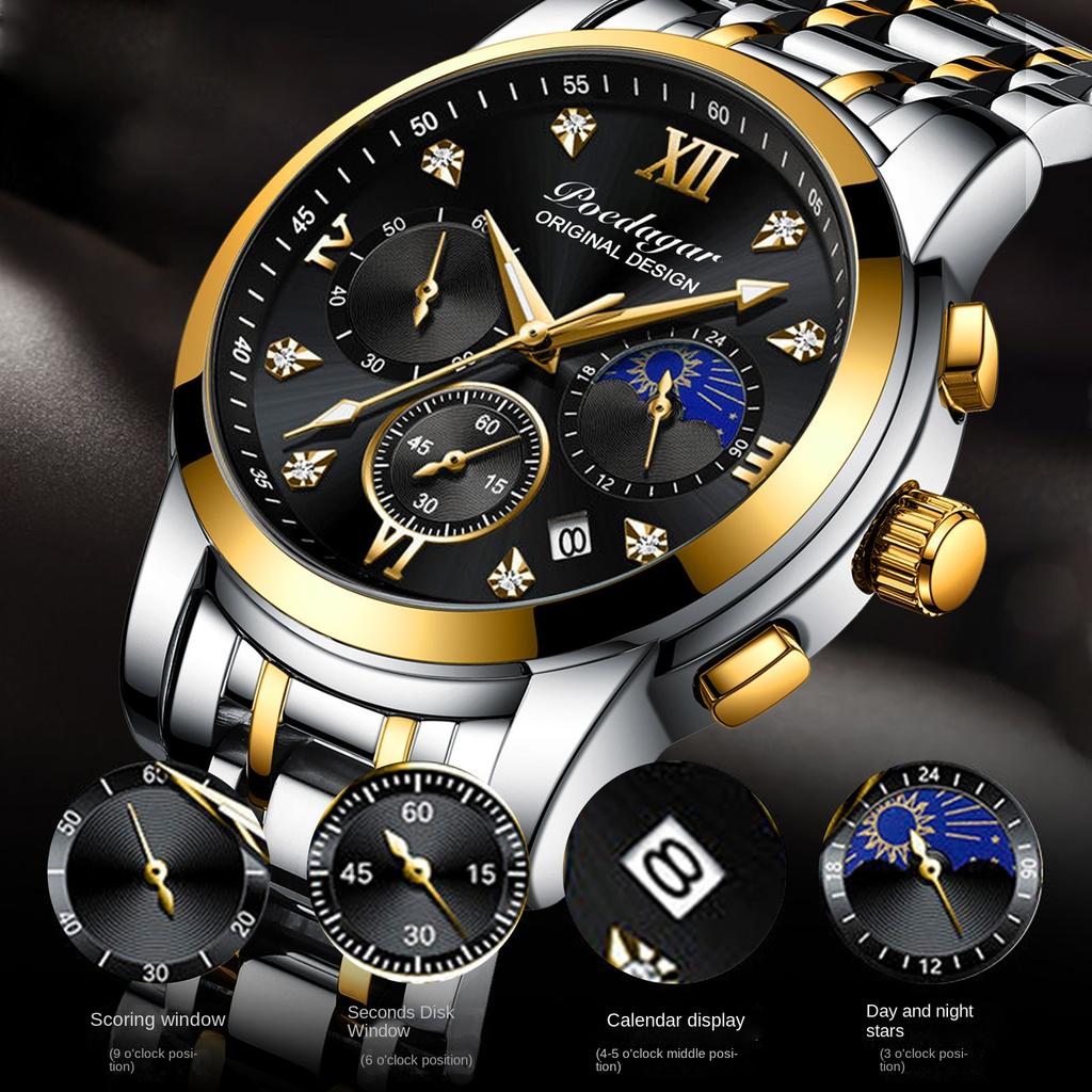 Мужские часы с синим циферблатом, браслетом из нержавеющей стали, с датой, мужские деловые часы, водонепроницаемые, роскошные, мужские наручные часы для мужчин