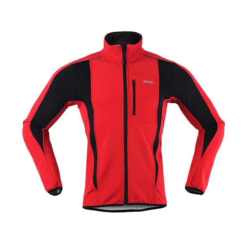 ARSUXEO Winter Windproof Fleece-lined 3-Layer Cycling Jacket Men Outdoor Sports Warm Outerwear