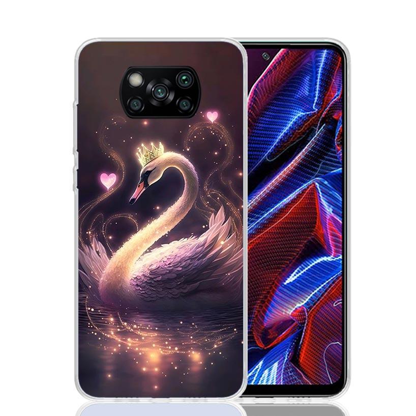 Чехол для телефона 'Белый лебедь' Grace Art для Xiaomi Poco X7 X6 X5 Pro F7 Ultra Redmi 15C 15 13 13C 12 12C 10 10A 10C 9 9A 9C 9T Обложка Poc