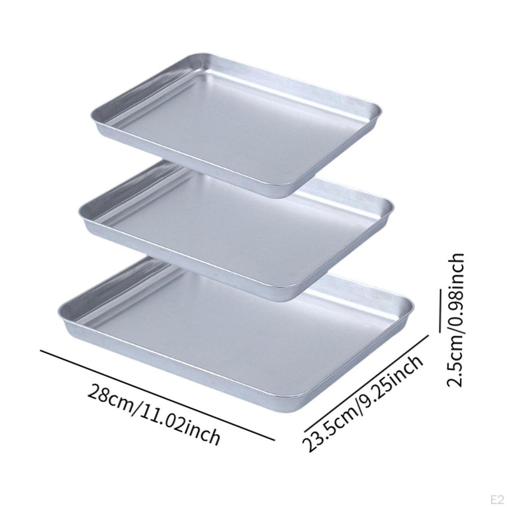 Противень для выпечки из нержавеющей стали, многоразовые пищевые лотки с плоской поверхностью, прямоугольный противень для духовки