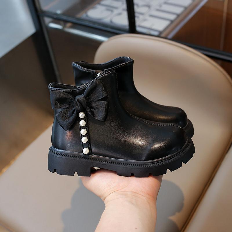 New Autumn Winter Girls Princess Boots Sweet Bowknot Children Fashion Boots Causal Versatile Elegant Kids Ankle Boots Round-toe