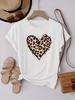 Summer Top Tee Leopard Print Heart Graphic  Lover Tshirt Graphic T Shirts Unisexs Clothing Fashion Tshirt