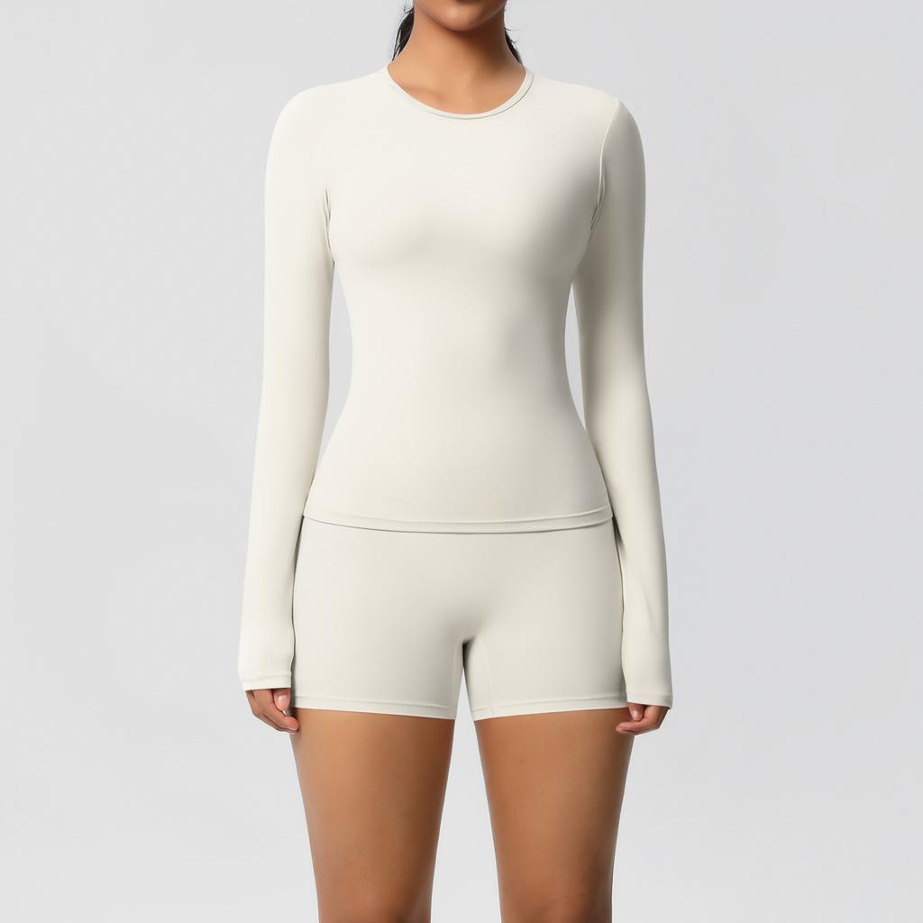 Nessaj Однотонный комплект для йоги, женская одежда для тренировок, шорты с высокой талией, рубашки с длинным рукавом, спортивная одежда для фитнеса