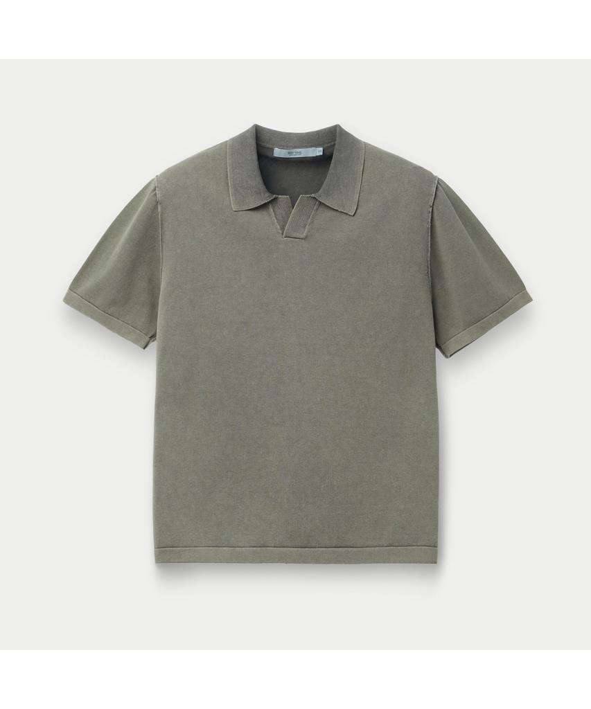 Silijeu Garment Dyed Open Collar Sweater Sawam26581Khd