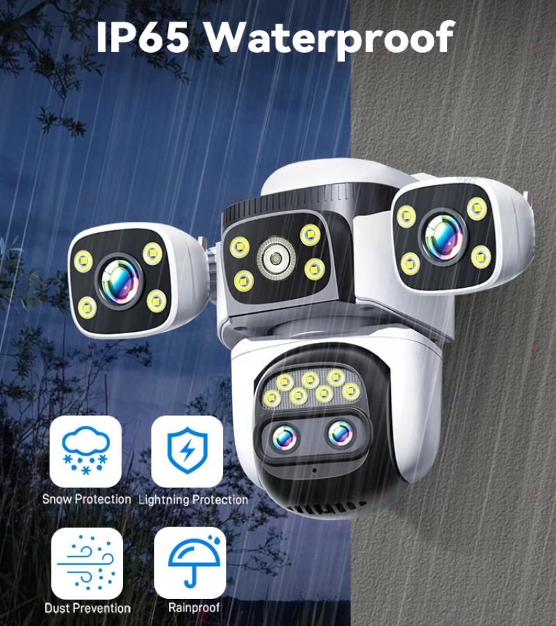10K WiFi6 наружная камера 20MP 10X оптический зум Четырехэкранный Четырехобъективный PTZ Автоматическое отслеживание 6K Двойной объектив Водонепроницаемая система видеонаблюдения безопасности