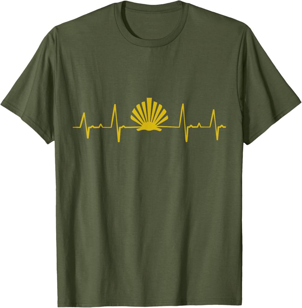 Camino de Santiago Compostela Pilgrim Souvenir T-Shirt Short Sleeve Casual 100% Cotton Shirt