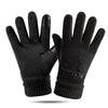 Men's Winter Thick Pigskin Touchscreen Cycling Gloves