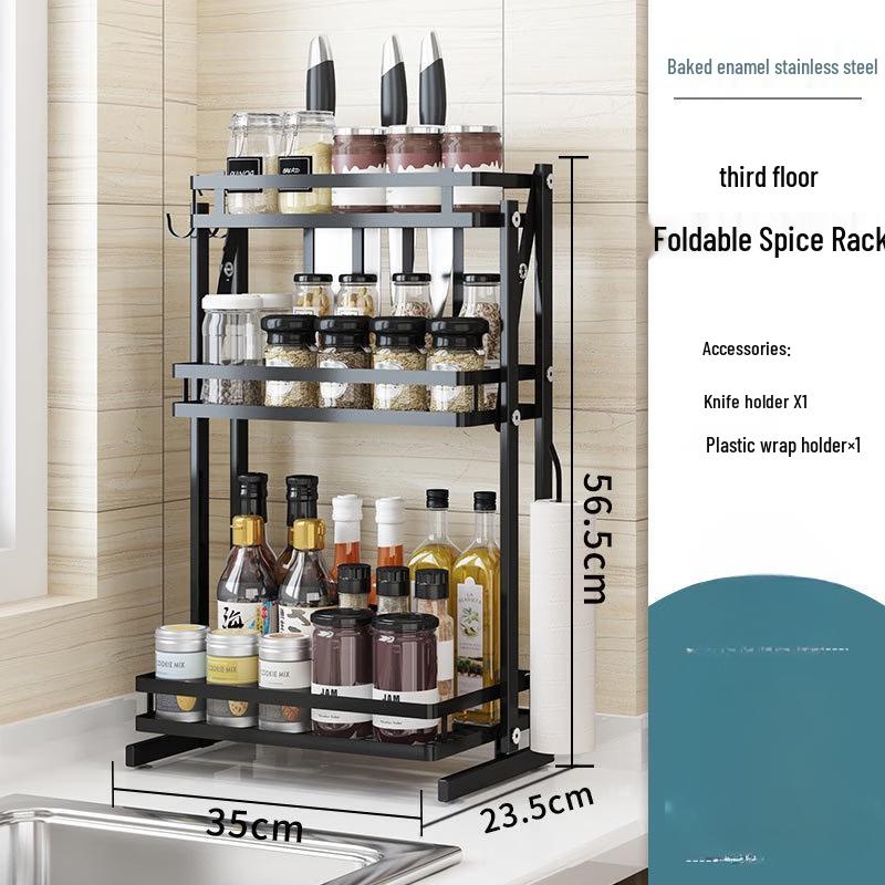 Handun Foldable 3-Tier Wall-Mounted Spice Rack