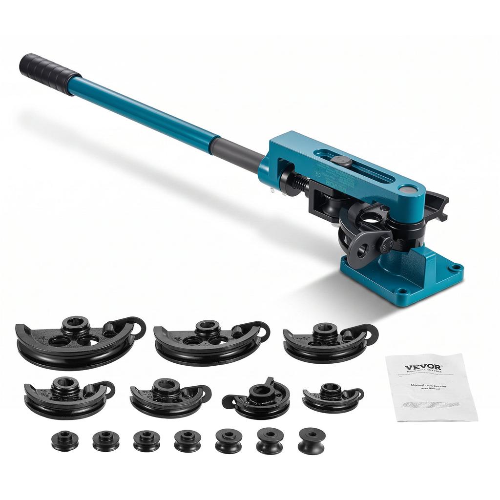 VEVOR Pipe Bender 3/8 to 1 Inch Pipe Tubing Bender Tube Bender 10 to 25mm Bending Formers Pipe Bender Set 7 Round Dies Size for Copper Brass Aluminum