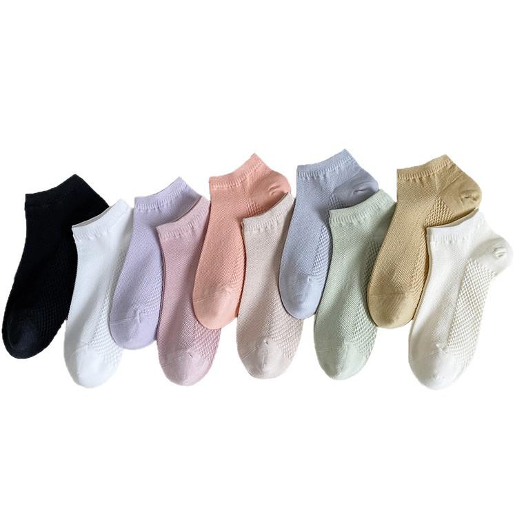 Женские носки-сеточка с низким вырезом для массажа - Антибактериальные, устойчивые к запаху, тонкие весенне-летние носки до щиколотки, универсального однотонного цвета для спорта.