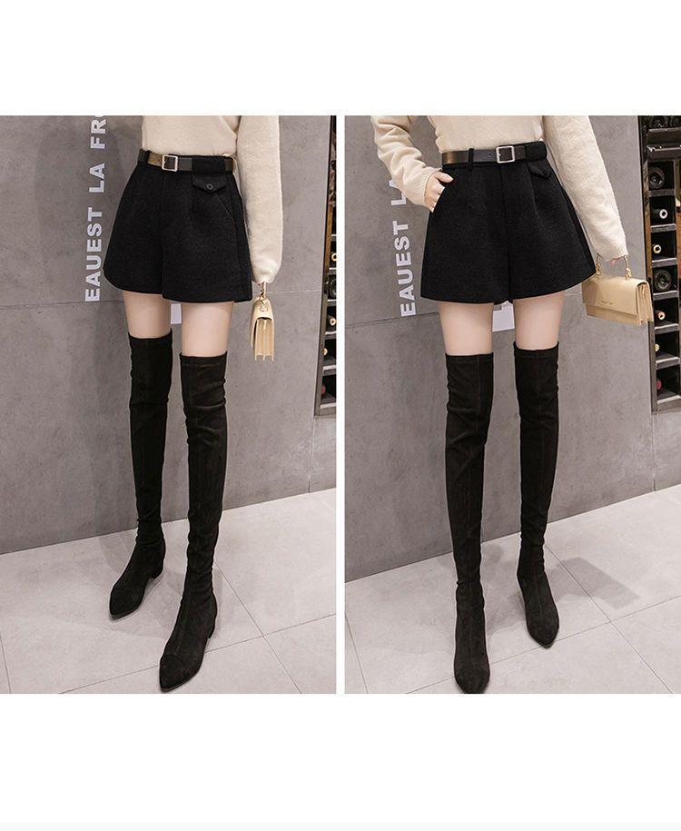 High Waist Woolen Wide-Leg Shorts for Women – Autumn/Winter Versatile Casual Slim A-Line Design (2025).