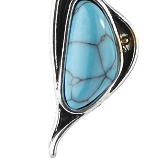 1 пара сережек-крючков, синий кулон, ювелирные изделия из искусственной бирюзы, гальванические долговечные серьги-капли