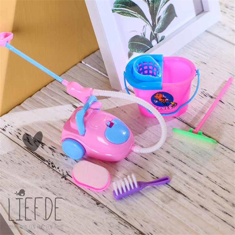 Набор миниатюрных игрушек для уборки для кукол, 9 шт., аксессуары для ведения домашнего хозяйства для ролевых игр, инструменты для уборки кукольного домика, бытовой набор игрушек