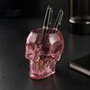Transparent Pink Glass Decor Gothic Skull Wall Vase, Translucent Resin Planter, Home Accessories Unique Desktop Ornament, for Dried Flower Decoration