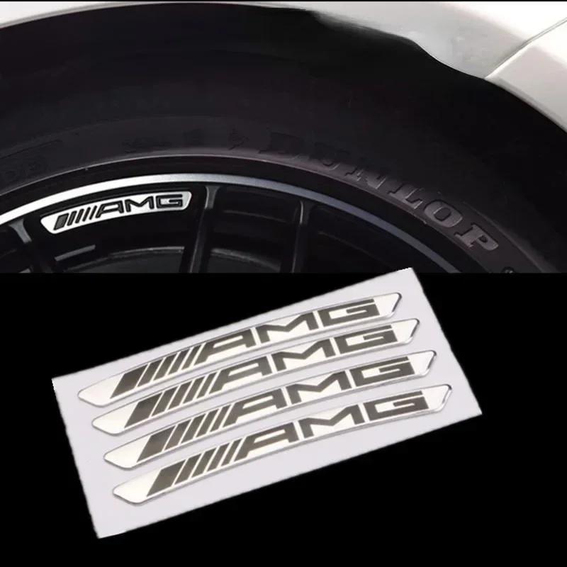 4/8 шт. Колпак ступицы колеса автомобиля Mercedes-Benz AMG 3D наклейки на автомобиль наклейки AMG из алюминиевого сплава наклейки-шильдики на колпак колеса автозапчасти